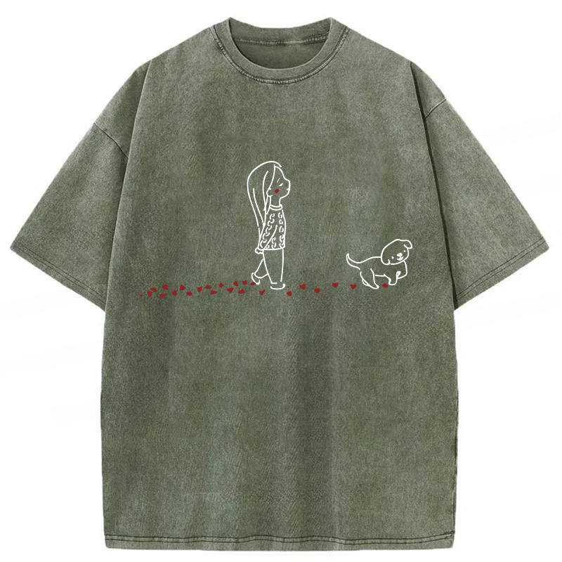 Dog Walking Washed Unisex Tee