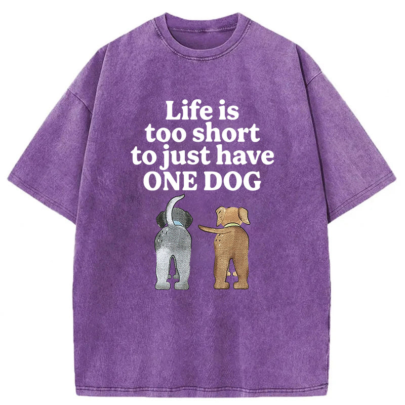 Life Is Too Short To Just Have One Dog Washed Unisex Tee