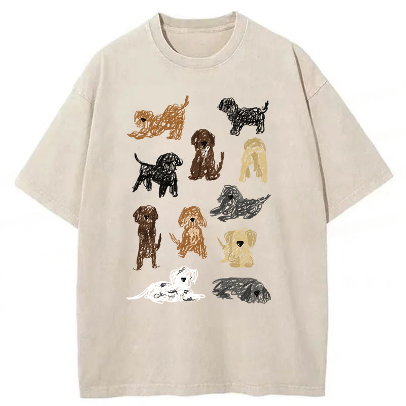 Color Pencil Drawing Of Puppy Washed Unisex Tee