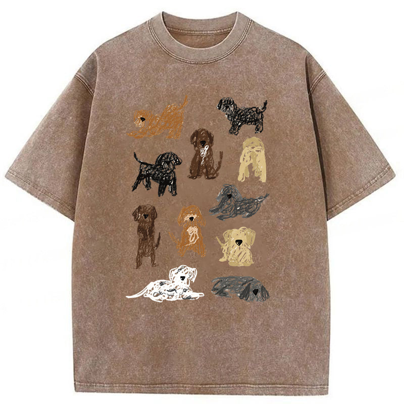 Color Pencil Drawing Of Puppy Washed Unisex Tee