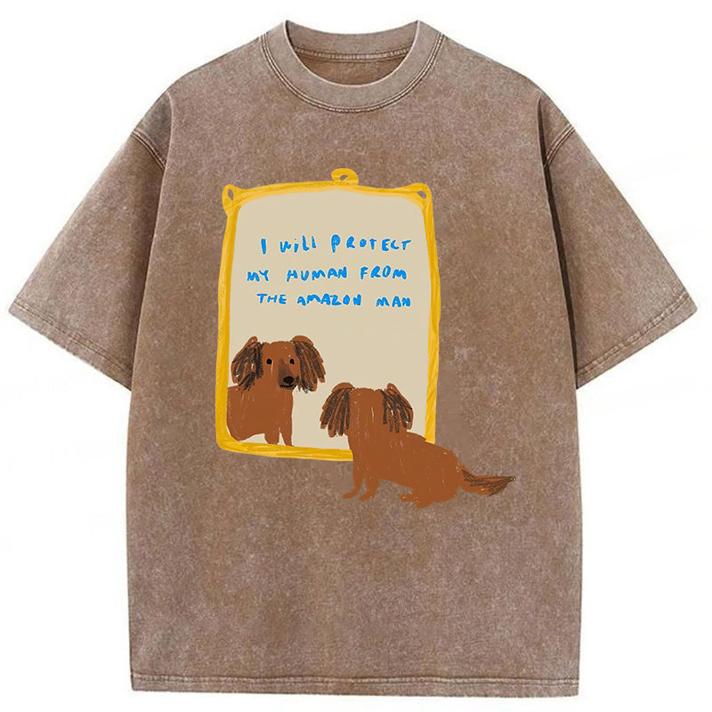 I Will Protect My Human Washed Unisex Tee