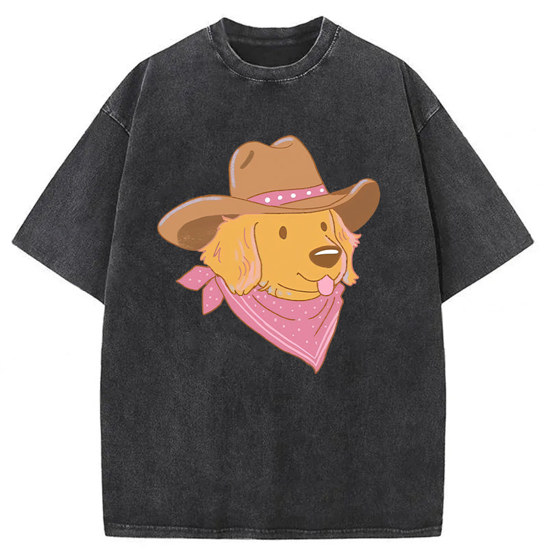 Cowboy Golden Retriever Washed Unisex Tee