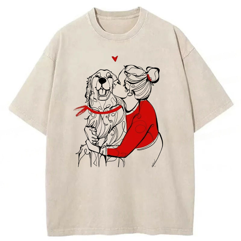 Love Being With Golden Retriever Washed Unisex Tee