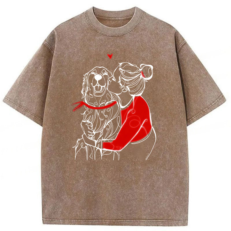 Love Being With Golden Retriever Washed Unisex Tee