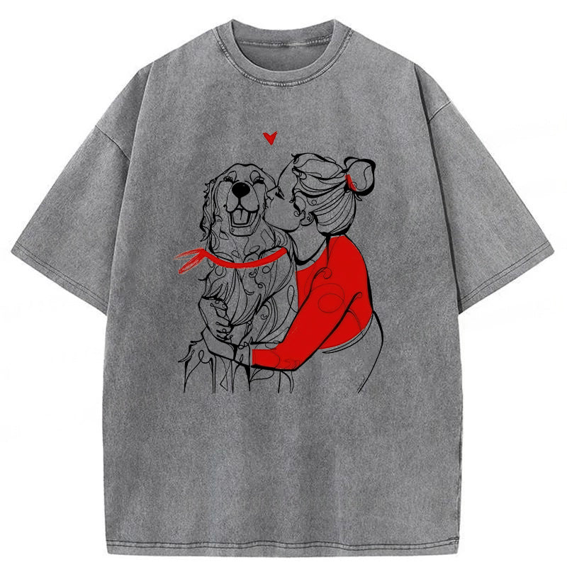 Love Being With Golden Retriever Washed Unisex Tee