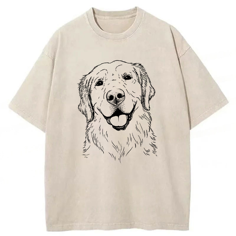 Sketch Of Golden Retriever Washed Unisex Tee