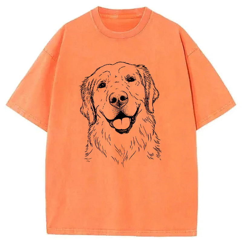 Sketch Of Golden Retriever Washed Unisex Tee