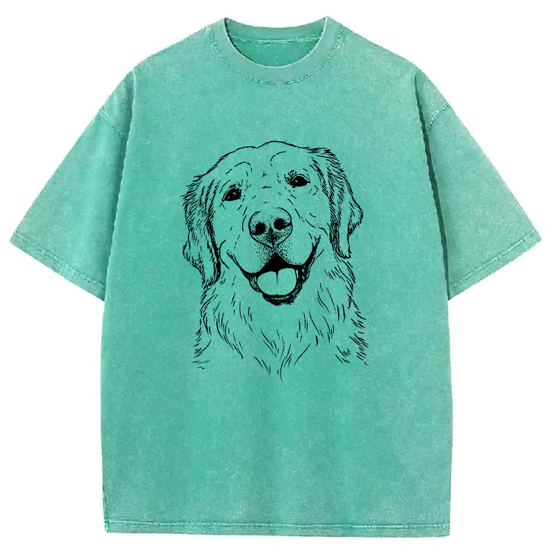 Sketch Of Golden Retriever Washed Unisex Tee