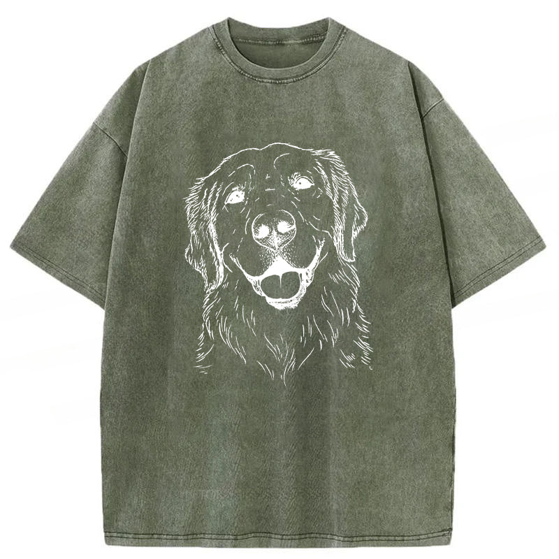 Sketch Of Golden Retriever Washed Unisex Tee