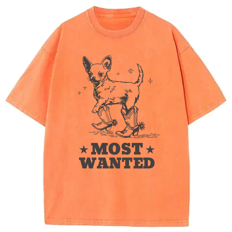 Most Wanted Chihuahua Cowboy Washed Unisex Tee