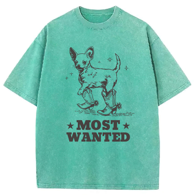 Most Wanted Chihuahua Cowboy Washed Unisex Tee