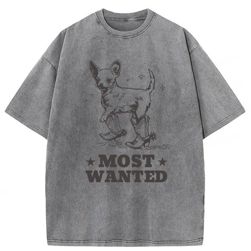 Most Wanted Chihuahua Cowboy Washed Unisex Tee