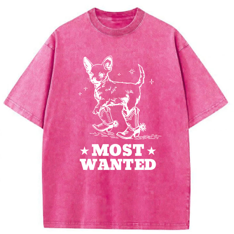 Most Wanted Chihuahua Cowboy Washed Unisex Tee