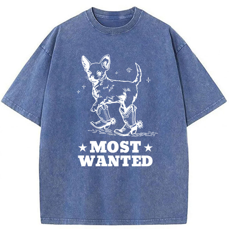 Most Wanted Chihuahua Cowboy Washed Unisex Tee