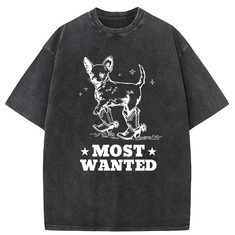 Most Wanted Chihuahua Cowboy Washed Unisex Tee