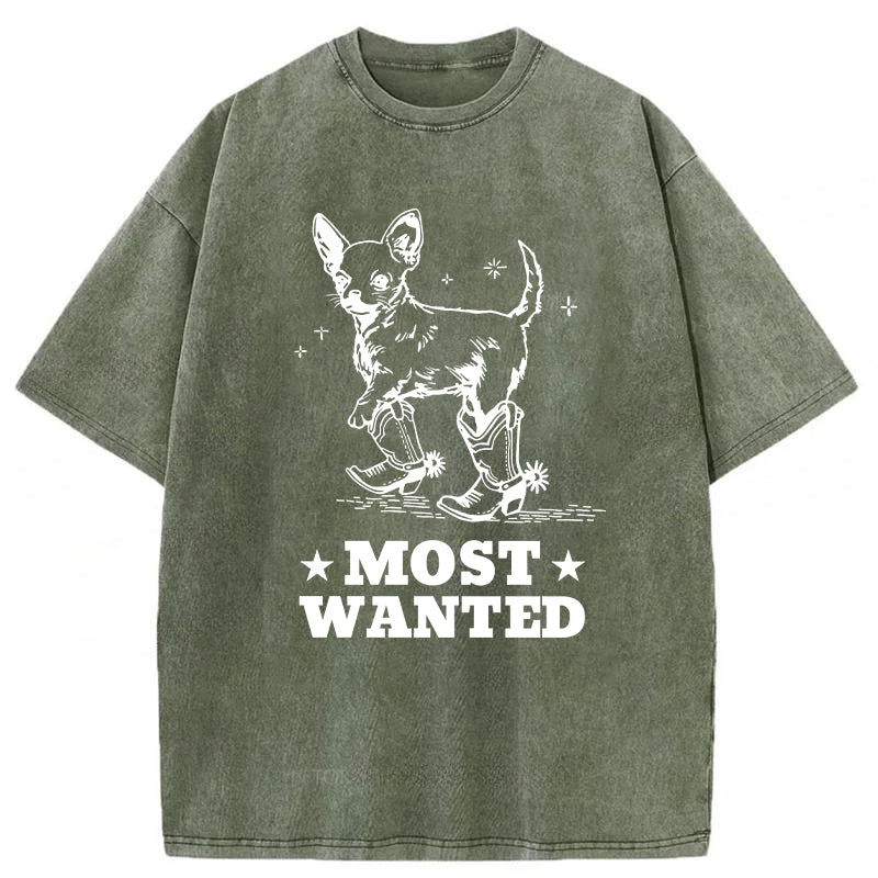 Most Wanted Chihuahua Cowboy Washed Unisex Tee