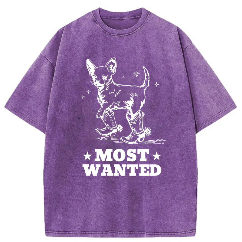 Most Wanted Chihuahua Cowboy Washed Unisex Tee