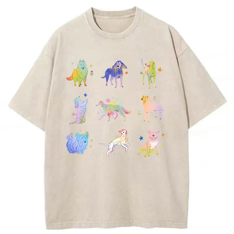Cute Dogs Graphic Washed Unisex Tee