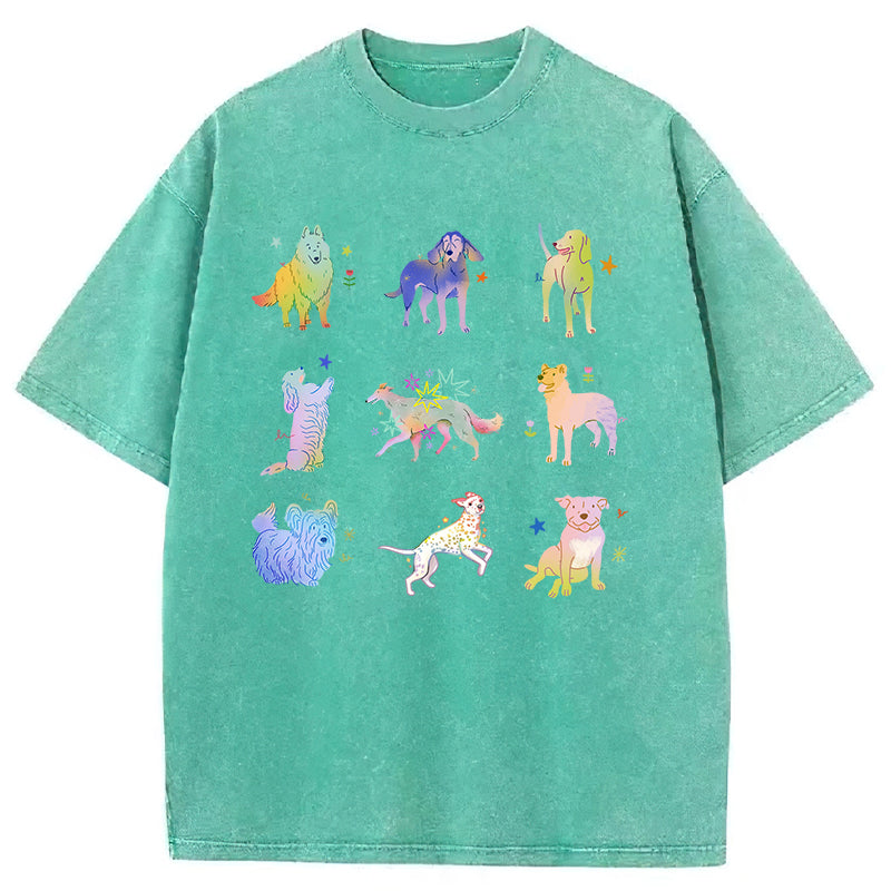 Cute Dogs Graphic Washed Unisex Tee
