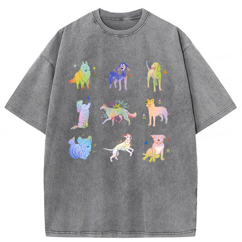 Cute Dogs Graphic Washed Unisex Tee