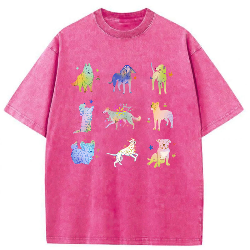 Cute Dogs Graphic Washed Unisex Tee