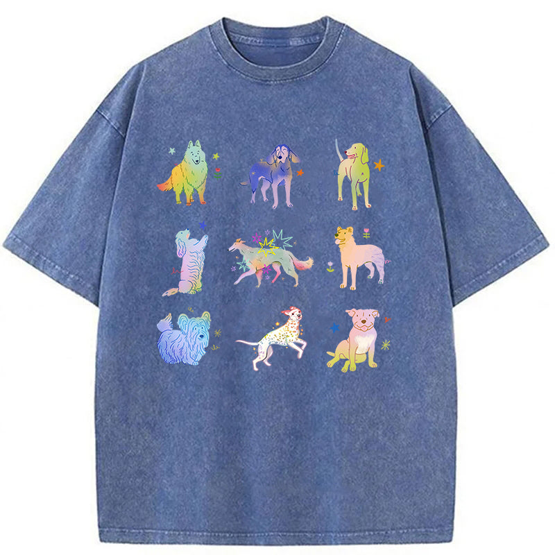 Cute Dogs Graphic Washed Unisex Tee