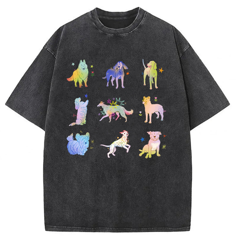 Cute Dogs Graphic Washed Unisex Tee