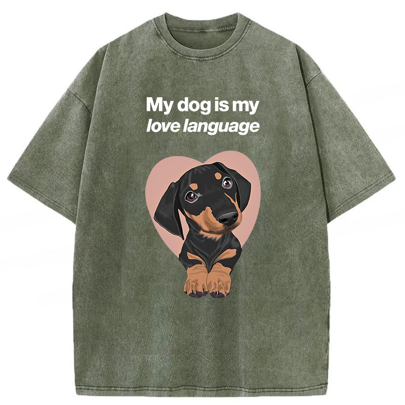 My Dog Is My Love Language Washed Unisex Tee