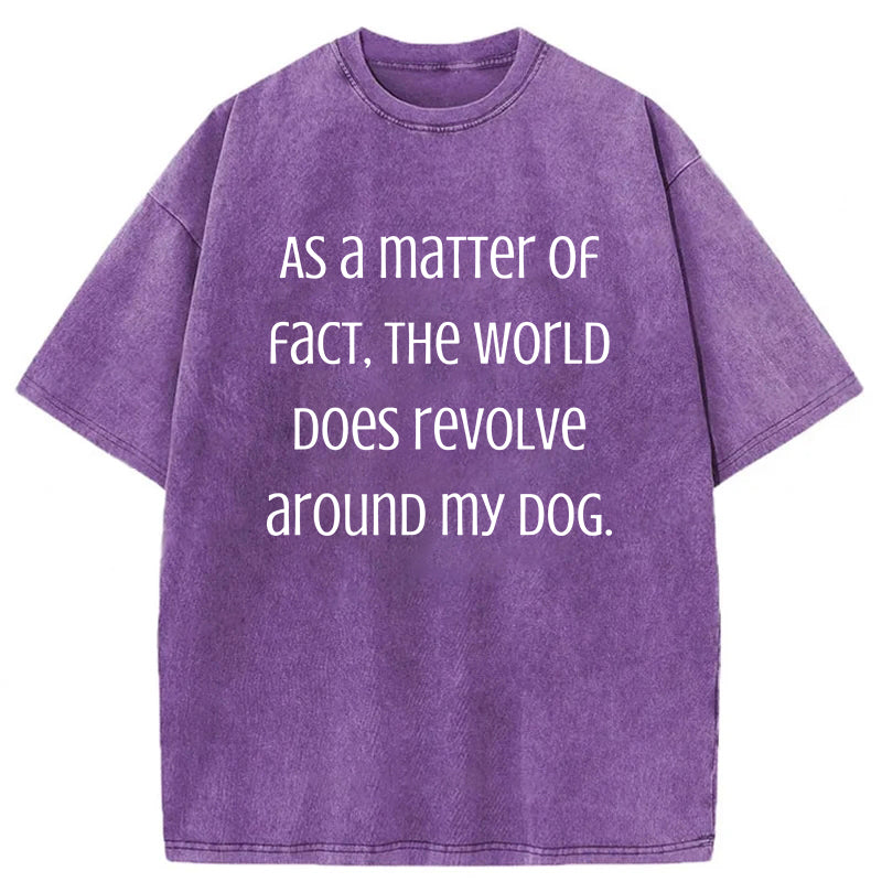 The World Does Revolve Around My Dog Washed Unisex Tee