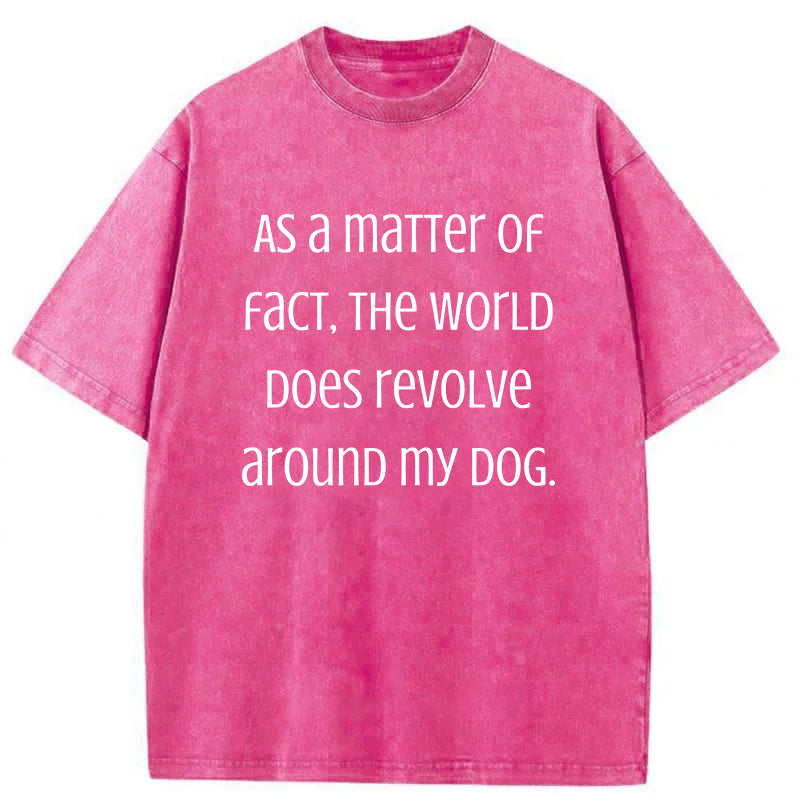 The World Does Revolve Around My Dog Washed Unisex Tee