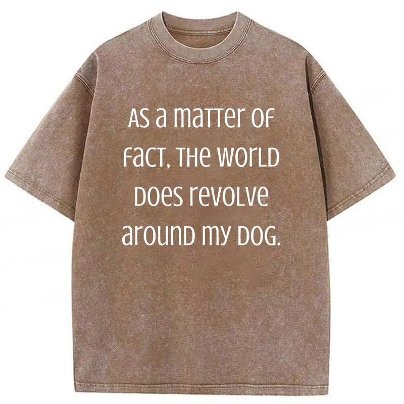 The World Does Revolve Around My Dog Washed Unisex Tee