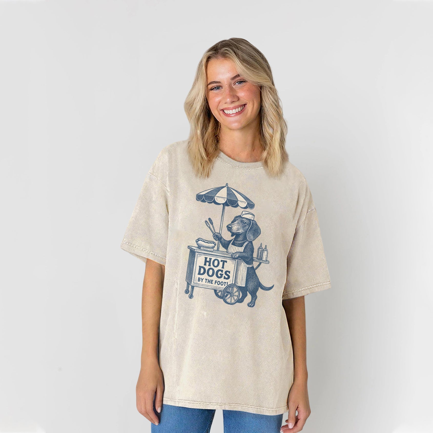 Hot Dogs By The Foot Washed Unisex Tee