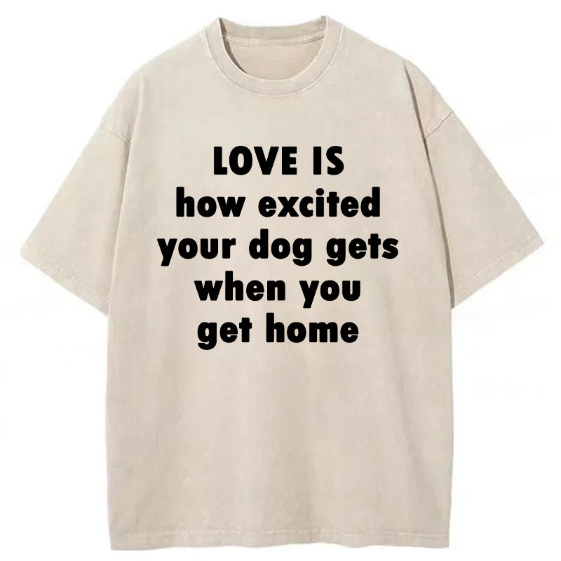Love Is How Excited Your Dog Gets When You Get Home Washed Unisex Tee