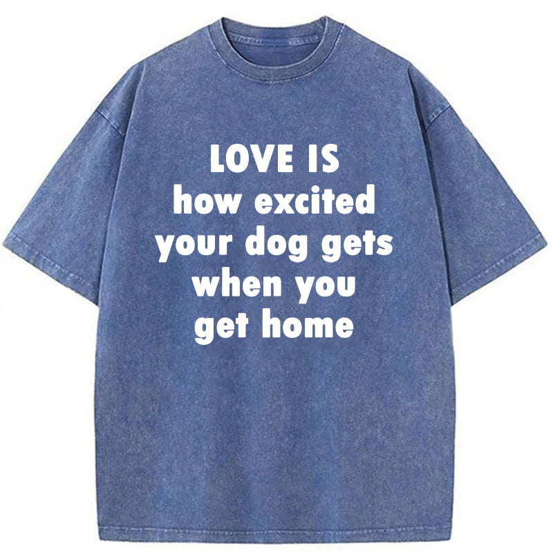 Love Is How Excited Your Dog Gets When You Get Home Washed Unisex Tee