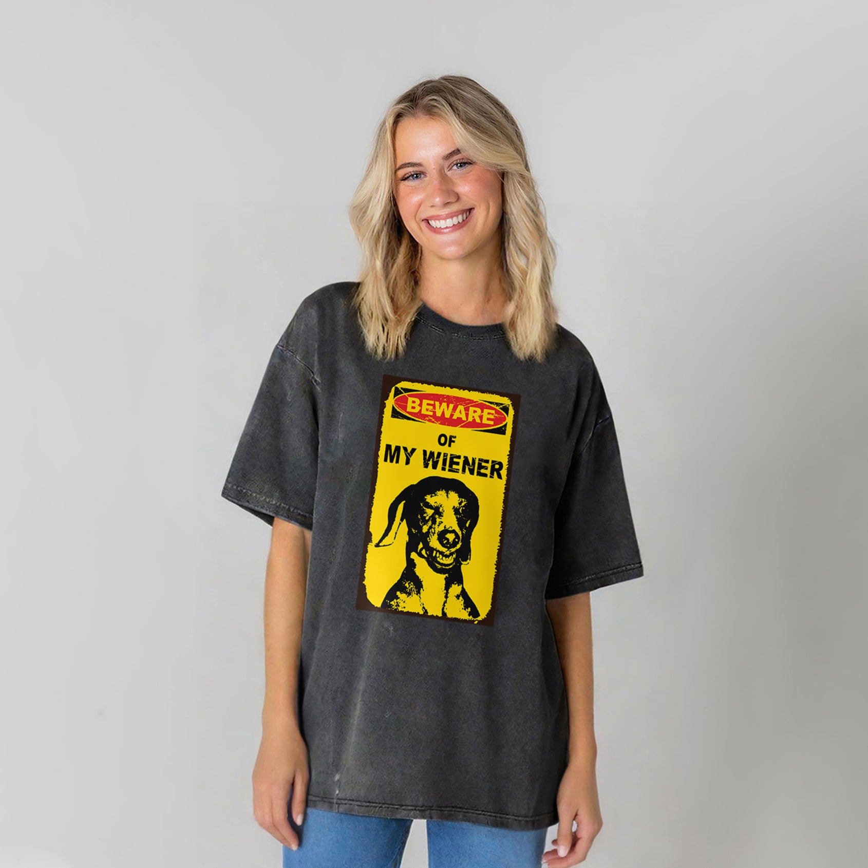 Beware Of My Wiener Washed Unisex Tee