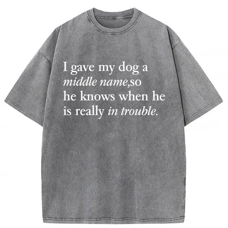 I Gave My Dog A Middle Name Washed Unisex Tee