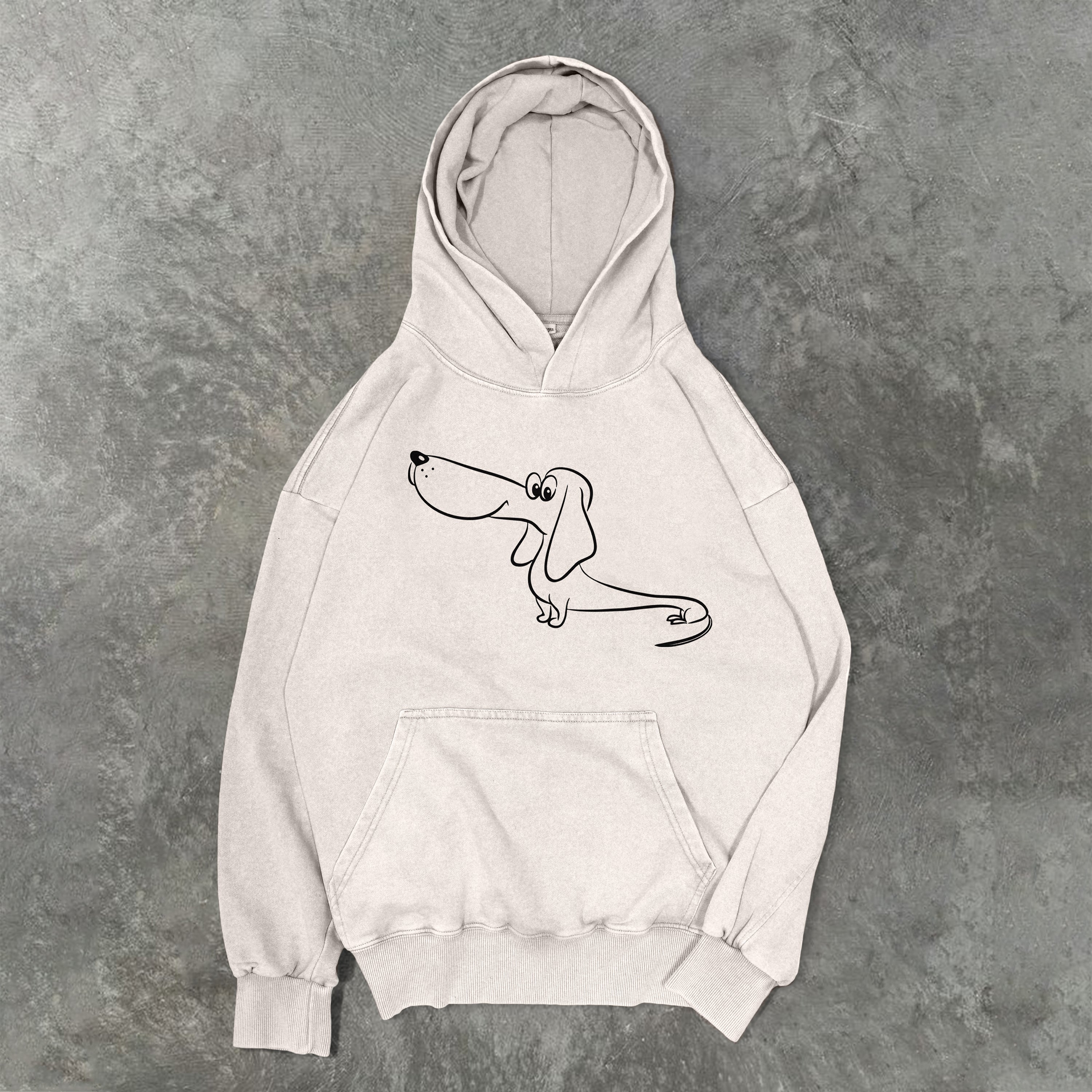 Funny Dog Sketch Washed Unisex Hoodie