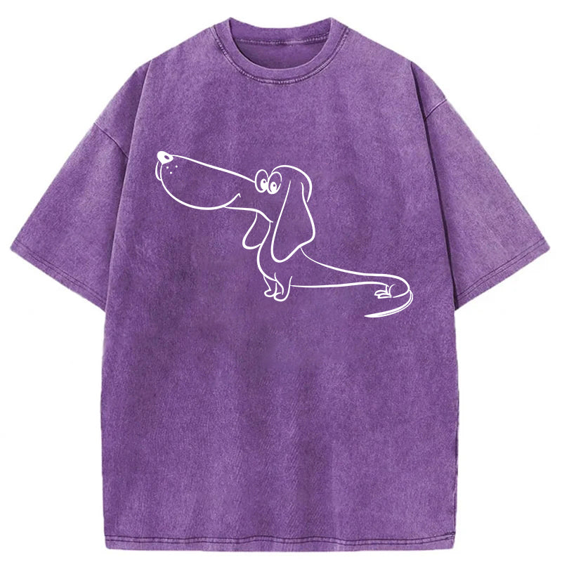 Funny Dog Sketch Washed Unisex Tee