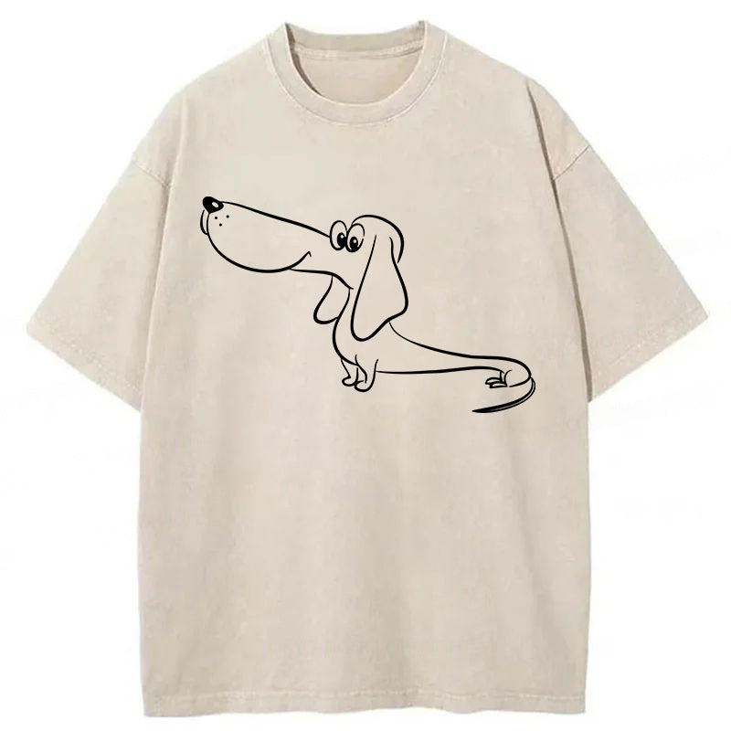 Funny Dog Sketch Washed Unisex Tee