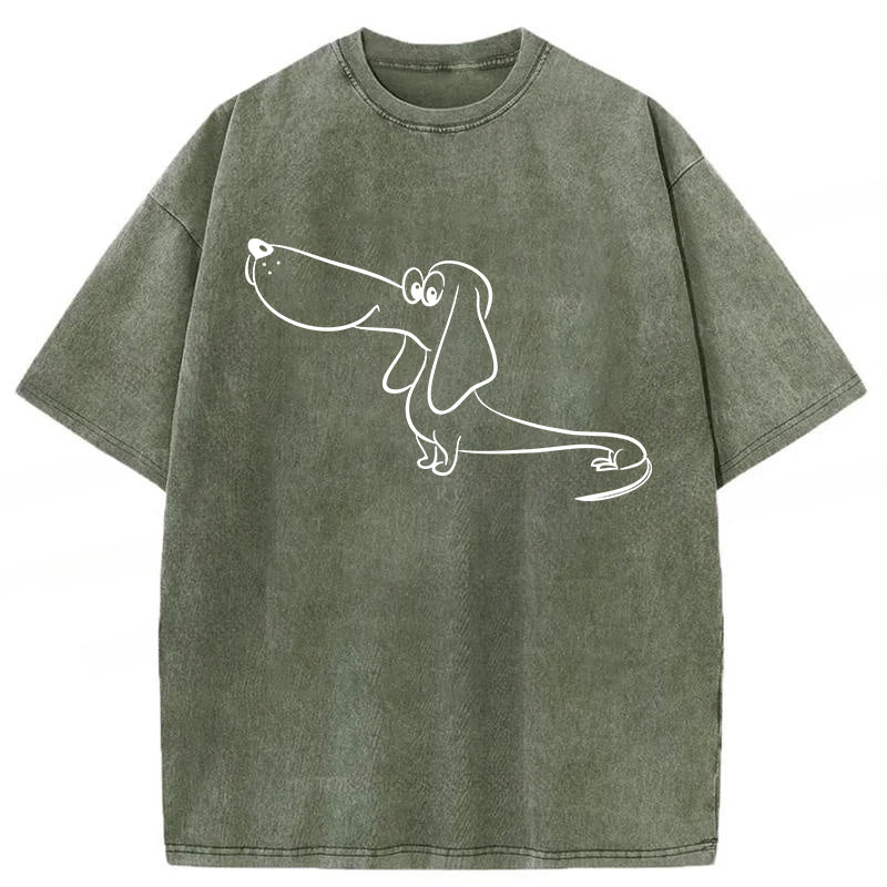 Funny Dog Sketch Washed Unisex Tee