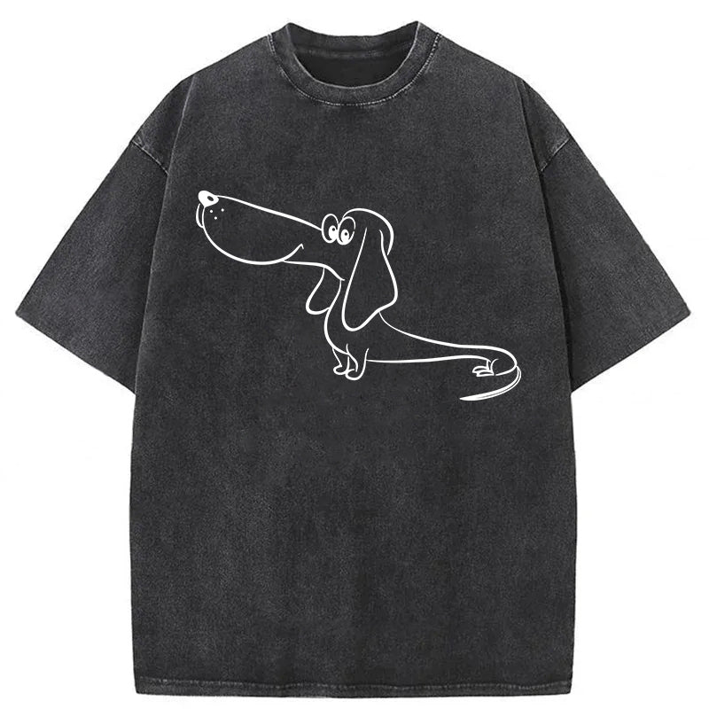 Funny Dog Sketch Washed Unisex Tee