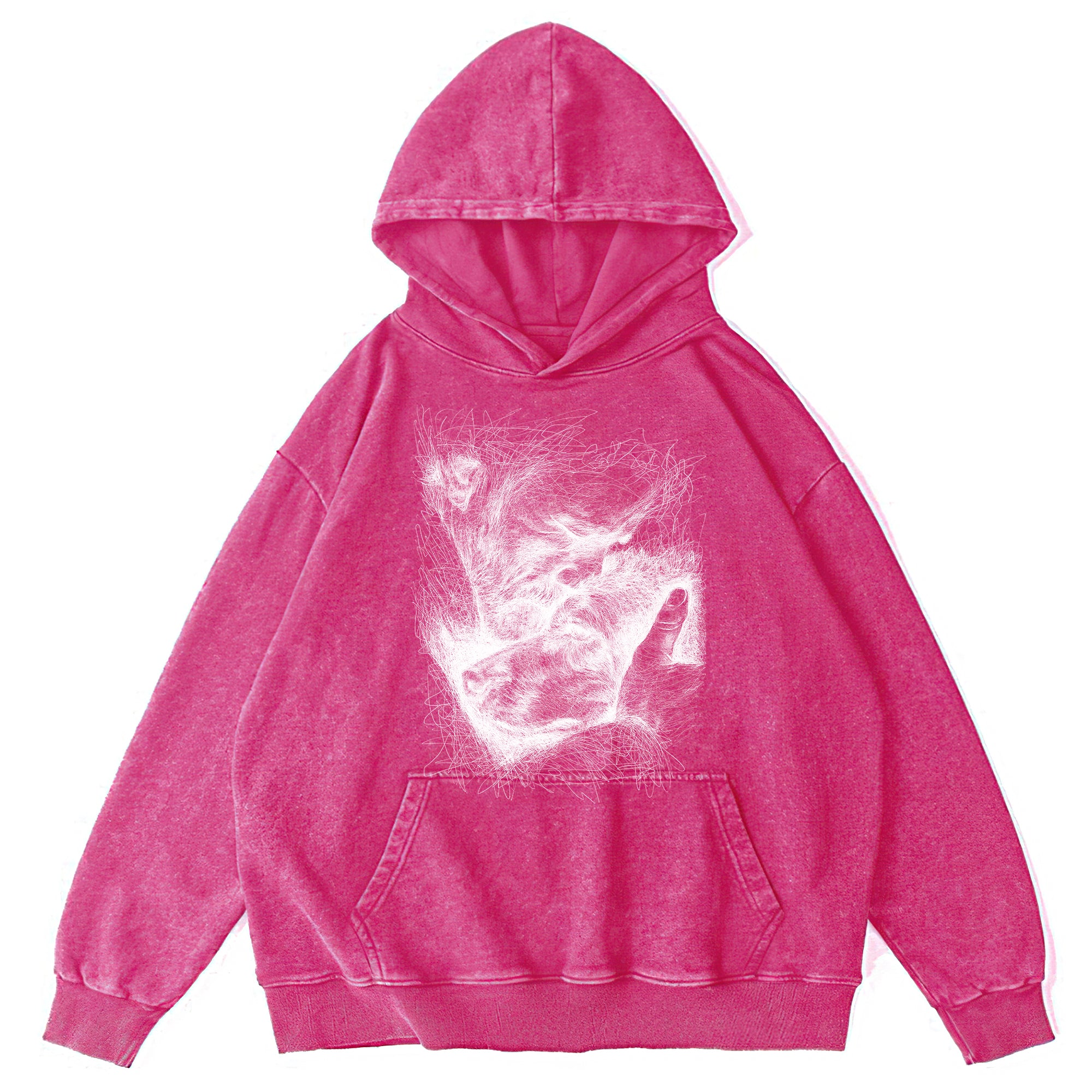 Sketch Of Old Man And Dog Washed Unisex Hoodie