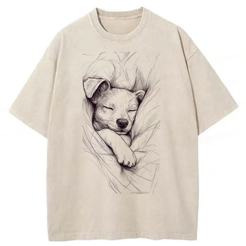 Puppy Sketch Washed Unisex Tee
