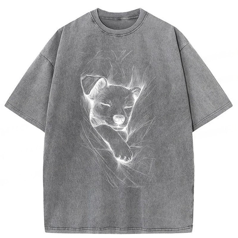 Puppy Sketch Washed Unisex Tee