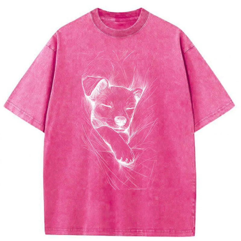 Puppy Sketch Washed Unisex Tee
