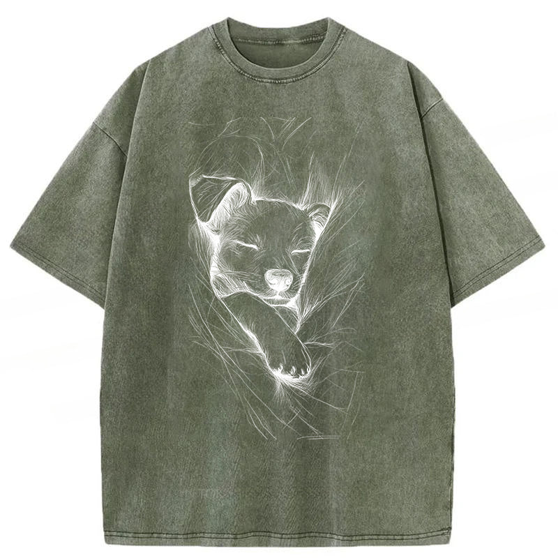 Puppy Sketch Washed Unisex Tee