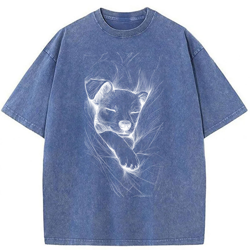 Puppy Sketch Washed Unisex Tee