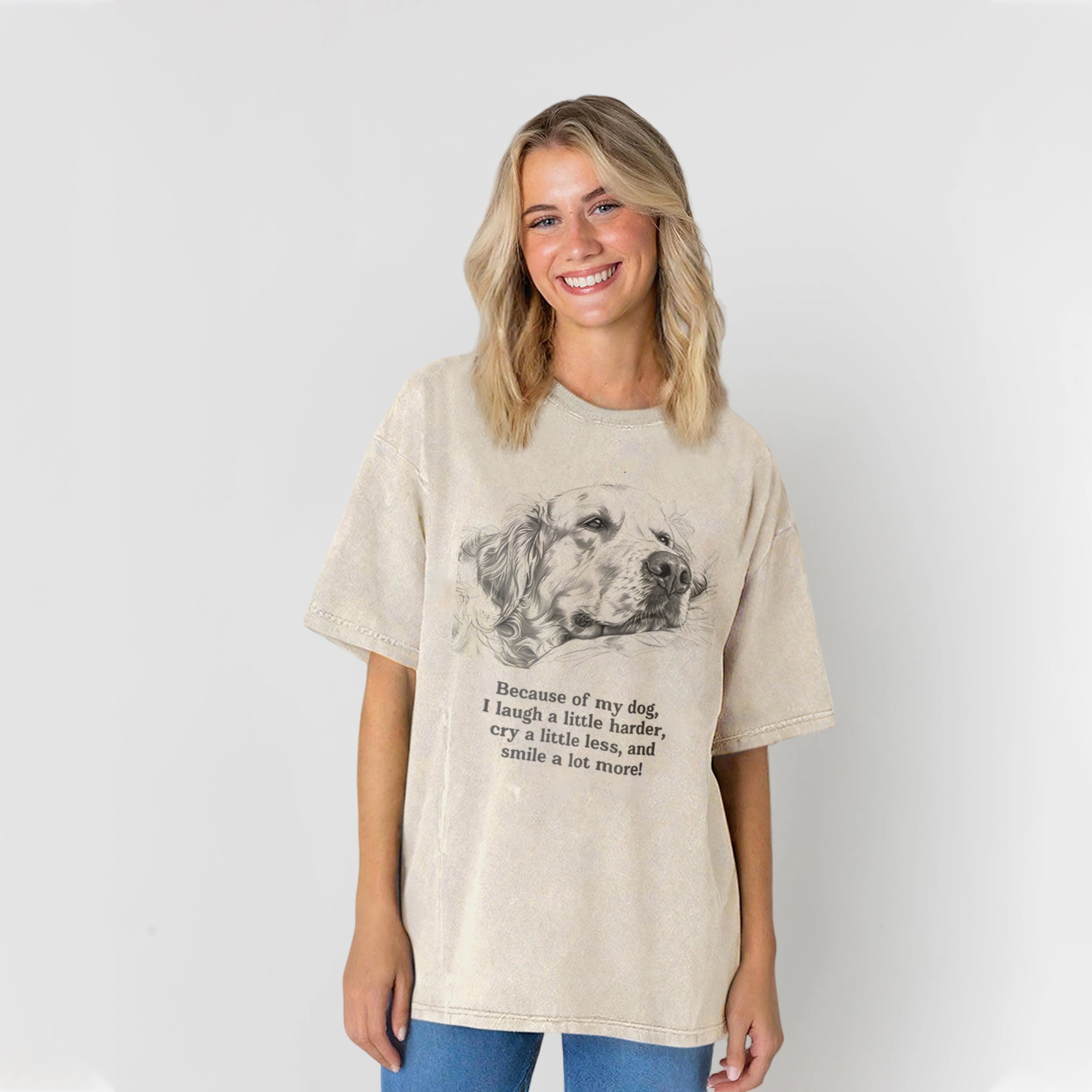 Because Of My Dog Washed Unisex Tee