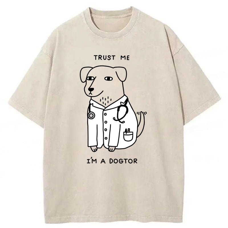 Trust Me I'm A Dogtor Washed Unisex Tee