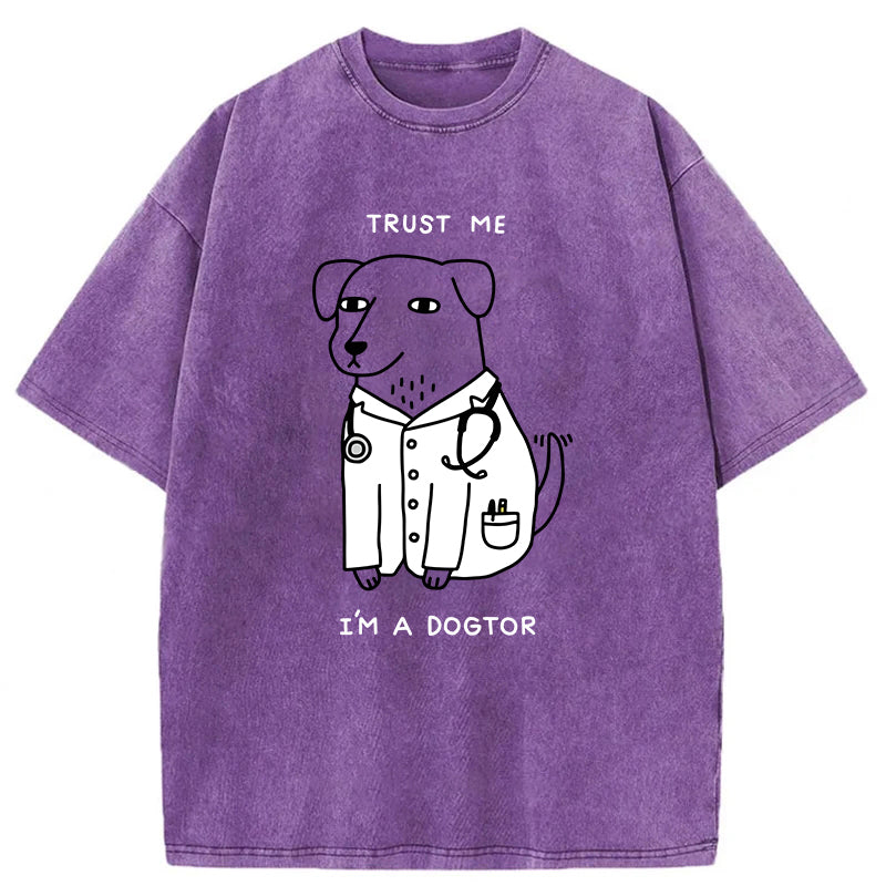 Trust Me I'm A Dogtor Washed Unisex Tee